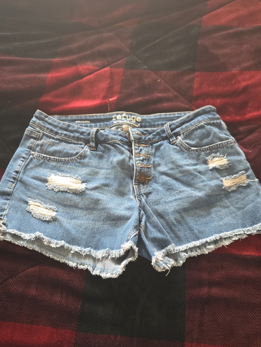 Charlotte Russe refuge Light Blue Distressed Denim Cutoff Shorts